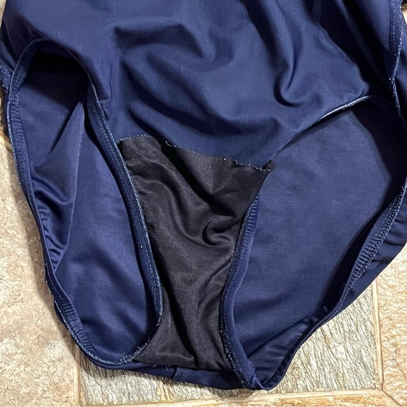 MagicSuit Navy Blue Ruched One Piece Bathing Swimsuit Women’s Size 12 - Picture 10 of 14